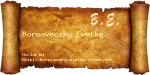 Borsoveczky Evetke névjegykártya